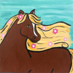 12x12 Brown Flower Horse